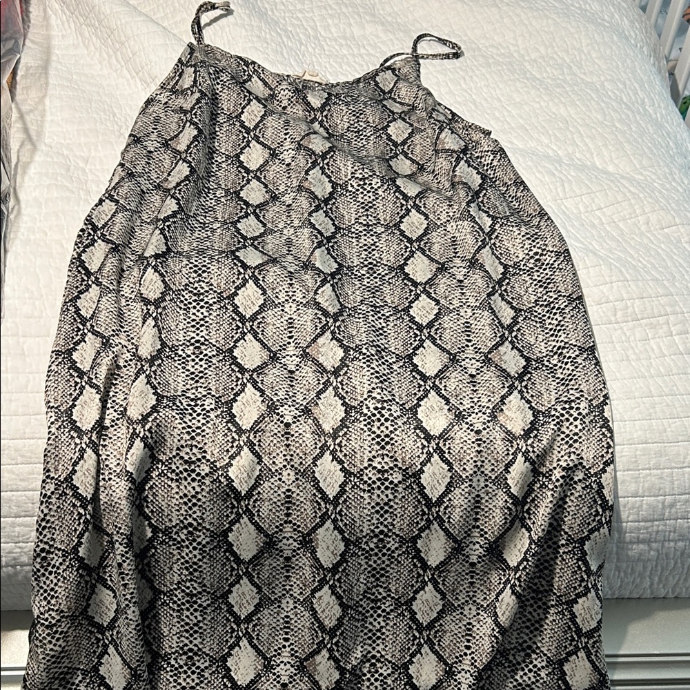 Snake Print Slip Dress - Black & Cream